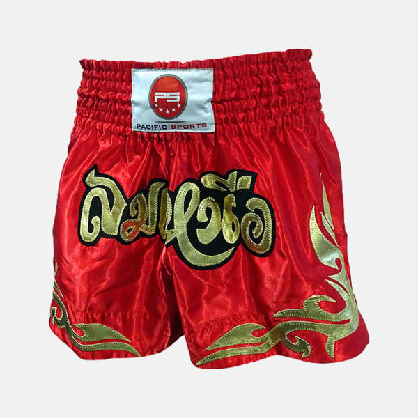 Red kickboxing shorts