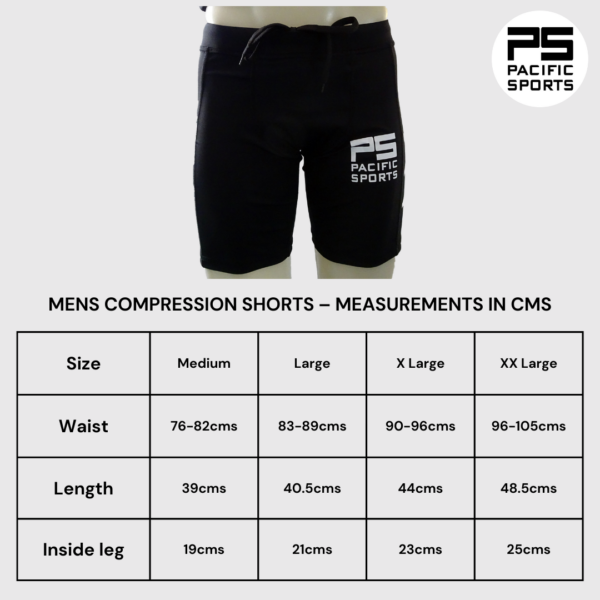 Mens compression shorts and size chart